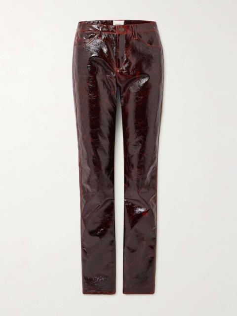 Isabel Marant Slim-leg crinkled cotton-blend vinyl pants