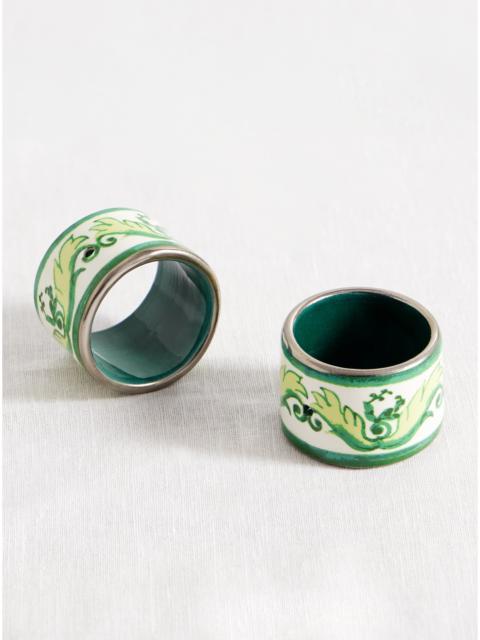Dolce & Gabbana Set Of Two Painted Porcelain Napkin Rings