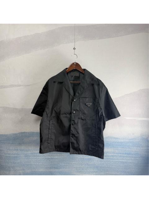Prada Prada black nylon short-sleeved shirt with triangle logo pocket