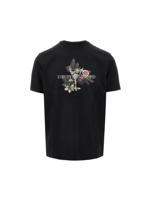 EMPORIO ARMANI ASV GLASS AND FOLIAGE PRINT T-SHIRT