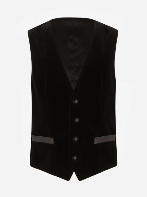 Single-breasted velvet vest