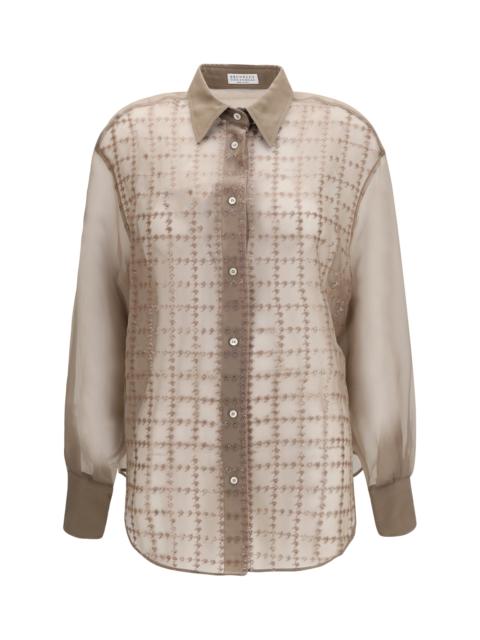 Brunello Cucinelli Brunello Cucinelli Sheer Checked Shirt Rope