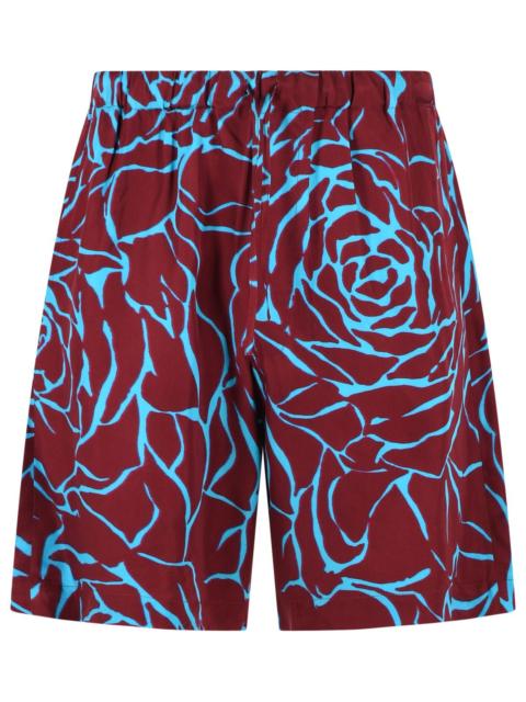 Dries Van Noten Dries Van Noten 'Piperi' Bermuda Shorts In Burgundy Viscose Twill Men