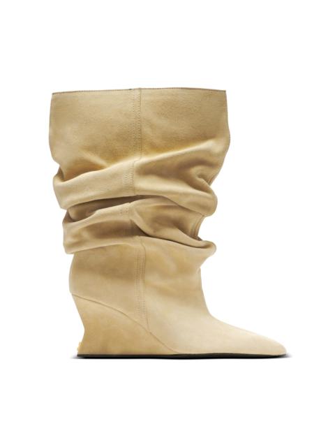 Balmain Draped suede Wedge ankle boots