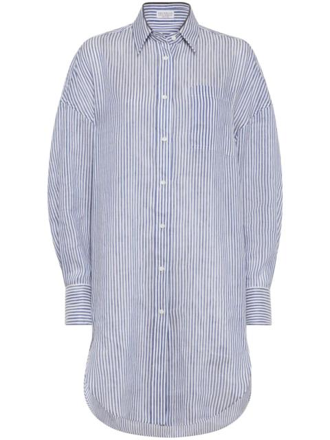 Brunello Cucinelli Brunello Cucinelli Long Short In Striped Organza In Linen And Silk
