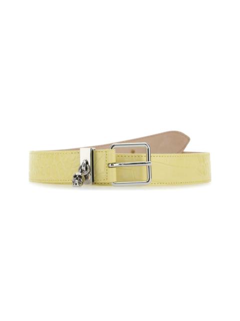 Alexander McQueen Yellow Leather Skull Belt