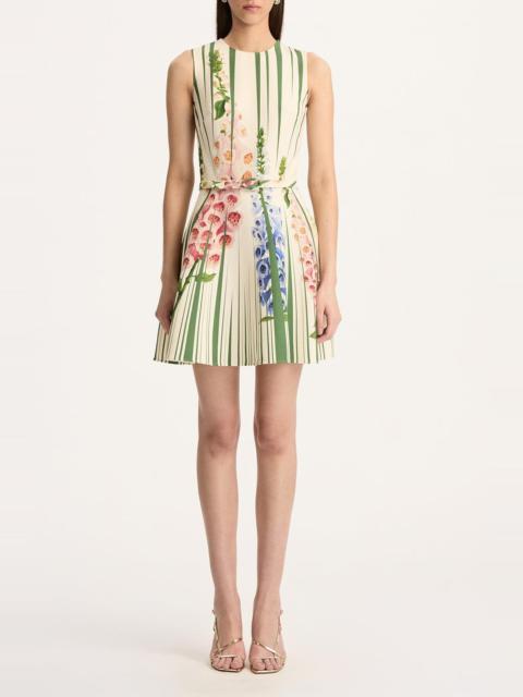 Oscar de la Renta Sleeveless Pleated Foxgloves Dress