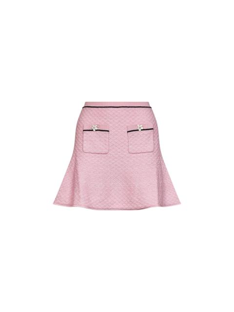 self-portrait Self Portrait Women Pink Sequin Knit Flared Mini Skirt