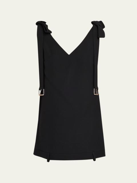 V-Neck Belt Shoulder-Tie Mini Dress