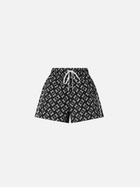 PINKO SHORTS WITH ALL-OVER LOVE BIRDS LOGO