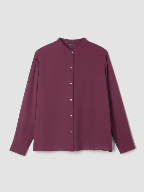 EILEEN FISHER Silk Georgette Crepe Band Collar Top