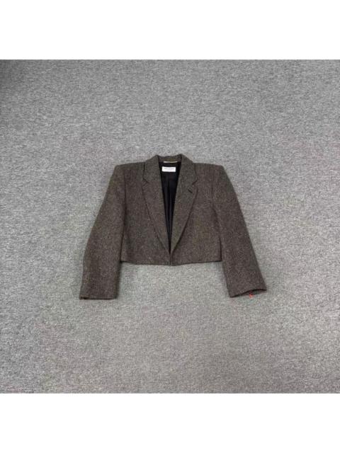 SAINT LAURENT Saint Laurent herringbone wool cropped blazer