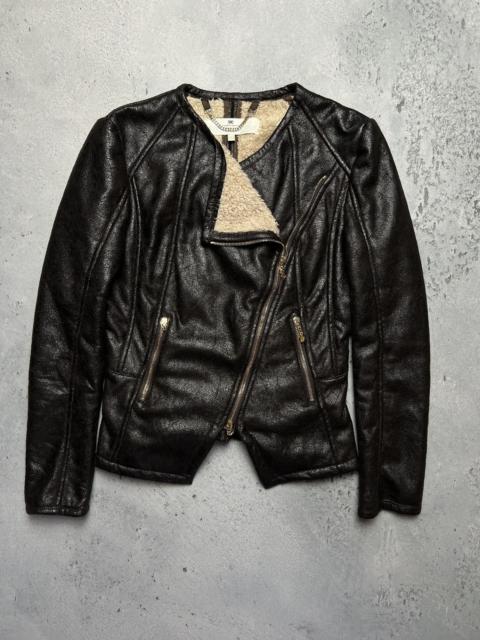 ELISABETTA FRANCHI Elisabetta Franchi Fur Zip-Up Jacket Moto Biker Style Zipper