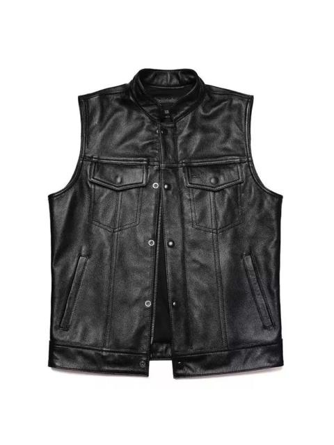 Other Designers Japanese Brand - Biker-Style Faux Leather Sleeveless Vest – Black Clubwear