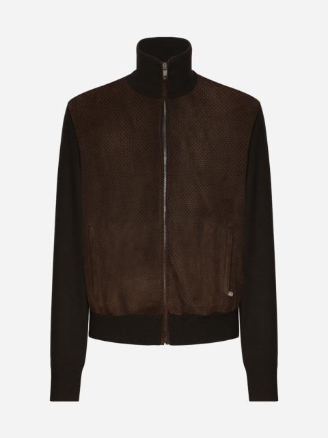 Dolce & Gabbana High-necked leather and wool jacket