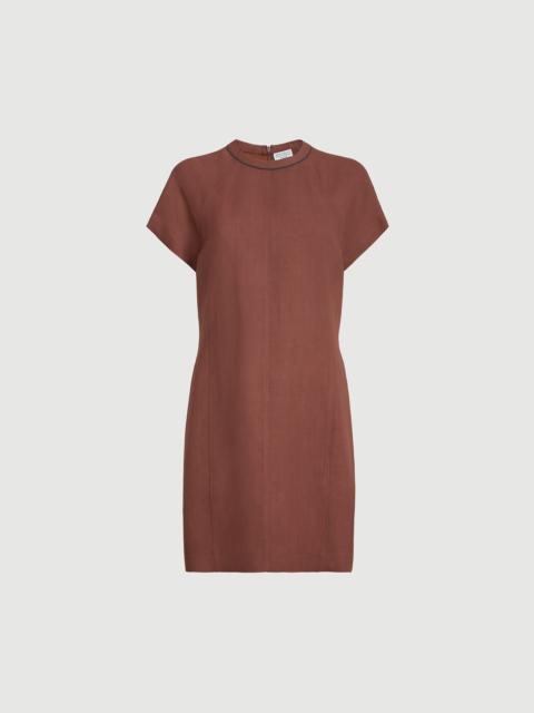 Brunello Cucinelli Viscose and linen fluid twill t-shirt dress with shiny trim