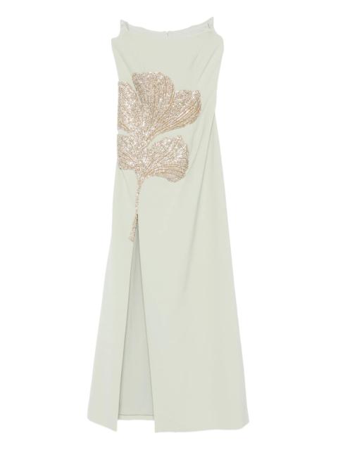 COSTARELLOS Costarellos Leaf-embellished Slit-detail Maxi Dress