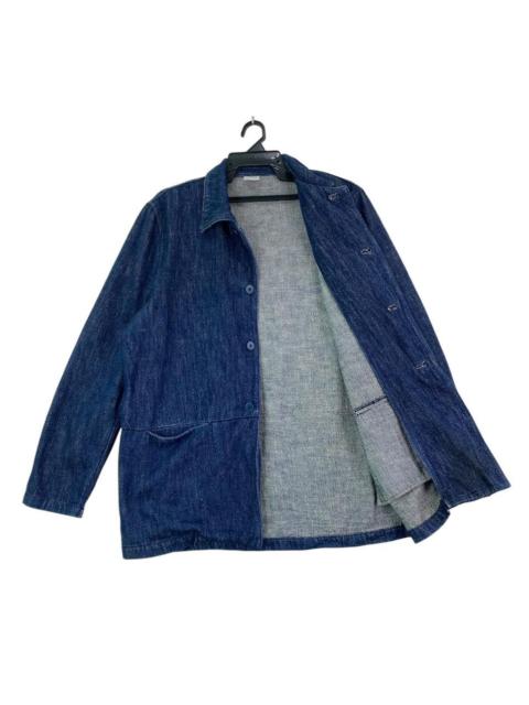 Other Designers Japanese Brand - Vtg 90s japanese made indigo blue denim workwear jacket
