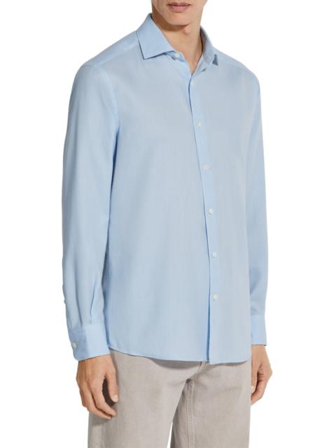ZEGNA ZEGNA Cashco Cotton & Cashmere Button-Up Shirt in Ghiaccio at Nordstrom