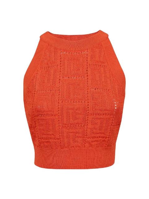 Balmain Balmain Sleeveless Monogram Mesh Top