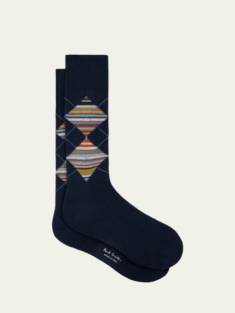 Paul Smith Men's Argyle Signature Stripe Crew Socks