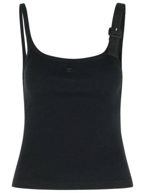 courrèges Courreges 'Buckle 90'S' Black Cotton Tank Top Women