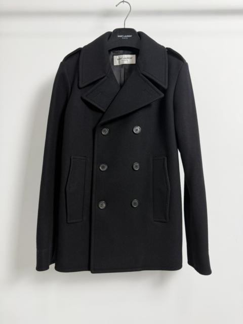 SAINT LAURENT Saint Laurent Slp21fw Black Double-Breasted Wool Coat