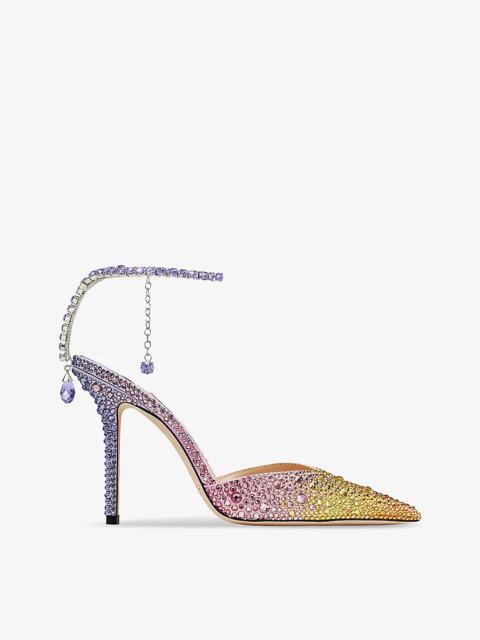 JIMMY CHOO Saeda 100 crystal-embellished satin heeled courts