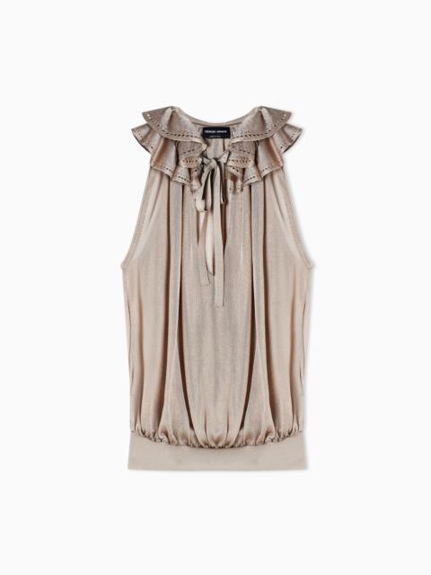 GIORGIO ARMANI VISCOSE TOP WITH ASV RUFFLES