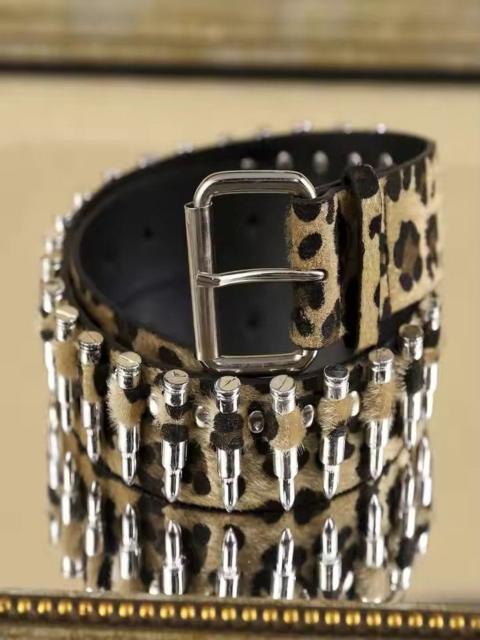 Other Designers Japanese Brand - 130 cm Leopard Print Bullet PU Leather Belt