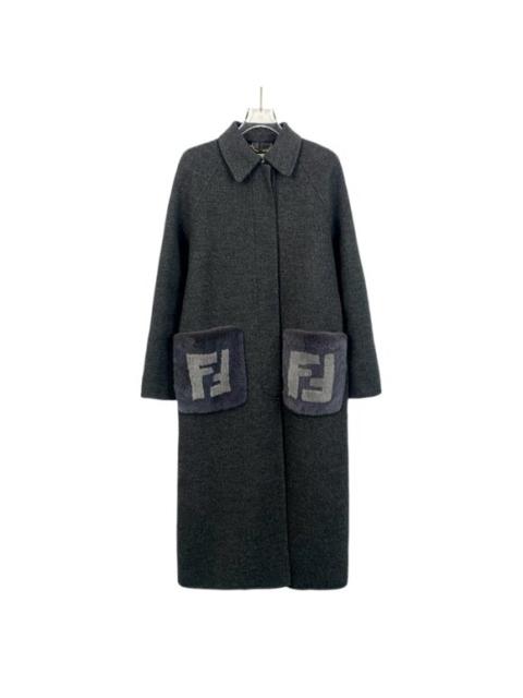 FENDI Fendi 2023 Gray Coat with Mink Fur Pockets
