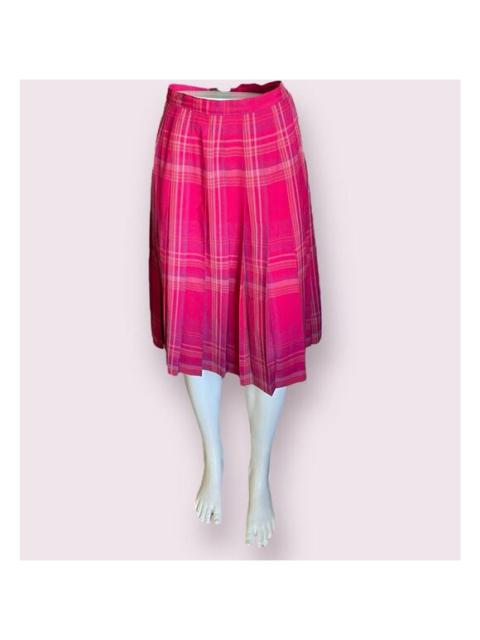 Other Designers Vintage 80s Miss Pendleton Pink Plaid Wood Pleated Midi Length Skirt Size M