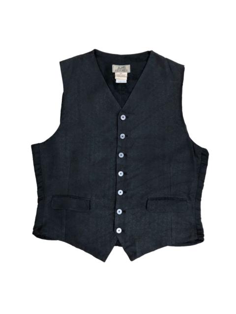 Hermès Vintage Hermes Silk Waistcoat Button Up Sleeveless Vest