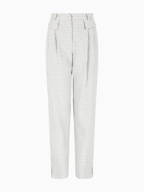 EMPORIO ARMANI ICON JACQUARD TROUSERS WITH PLEATS AND A HOUNDSTOOTH MOTIF