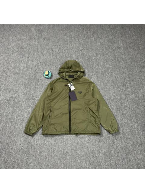 Prada Prada green windbreaker with triangular steel logo on the chest