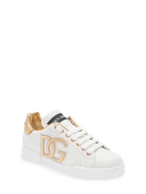 Dolce & Gabbana Dolce&Gabbana Portofino Sneaker in White/Gold at Nordstrom