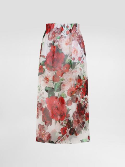 Dolce & Gabbana Rose-print chiffon calf-length skirt