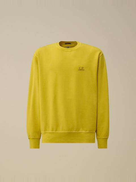 C.P. Company Brushed and Emerized Diagonal Fleece Crewneck Logo Sweatshirt