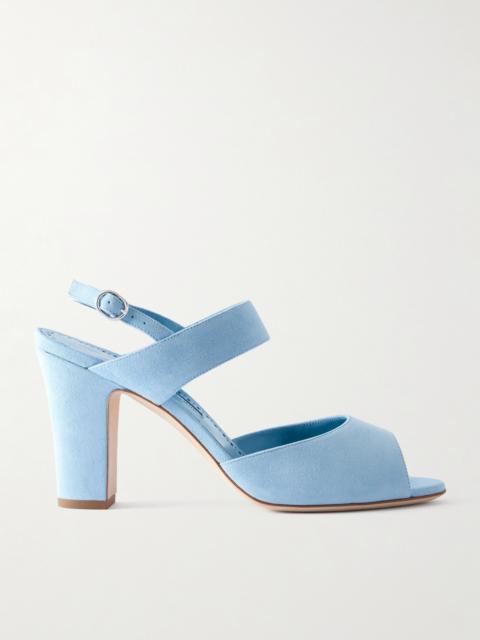 Manolo Blahnik Khiko 90 Suede Slingback Sandals