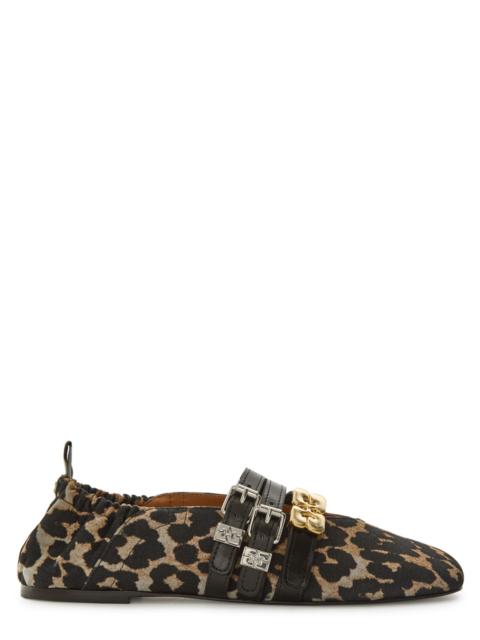 GANNI Ganni Leopard-print Suede Ballet Flats