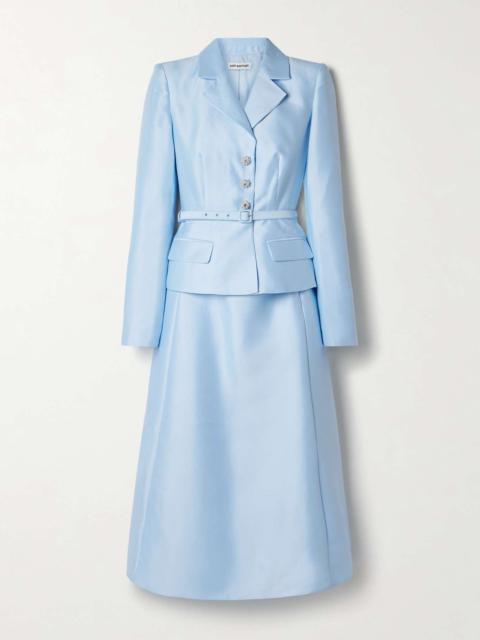 Layered embellished taffeta midi dress Blue