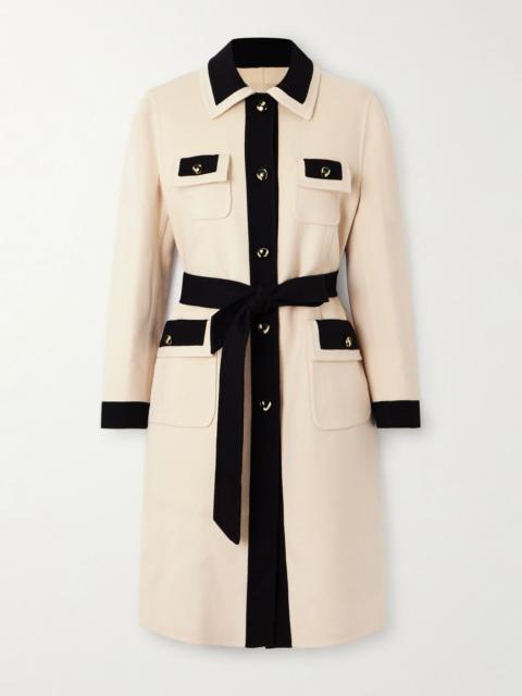 Valentino Belted two-tone brushed wool and cashmere-blend coat Cream