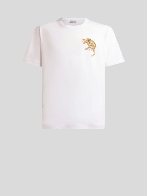Etro COTTON T-SHIRT WITH LEOPARD PRINT AND ETRO EMBROIDERY