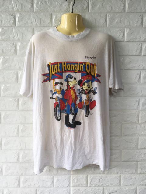 Other Designers Vintage - Vtg MICKEY MOUSE Just Hangin Out Florida Paperthin Tshirt