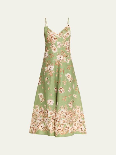 Cara Cara Mae Floral Linen Midi Dress