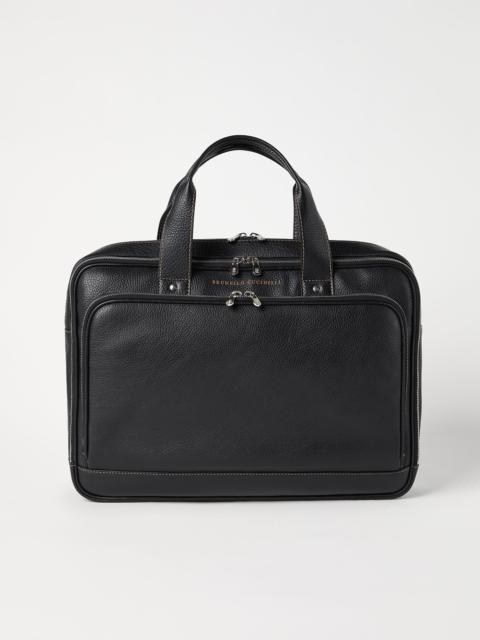 Brunello Cucinelli Grained calfskin briefcase with zipper