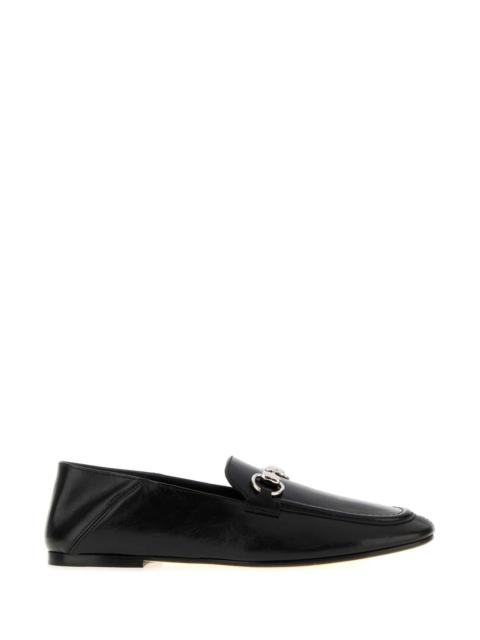 GUCCI Gucci Women Black Leather Jordaan Soft Loafers