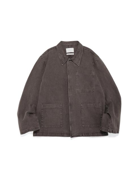 AMOMENTO Garments Dyed Pocket Denim Jacket Brown