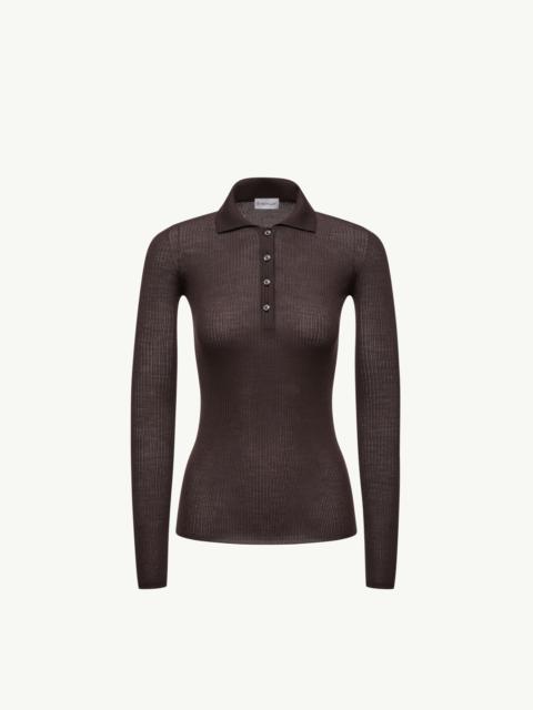 Moncler Wool Long Sleeve Polo Shirt
