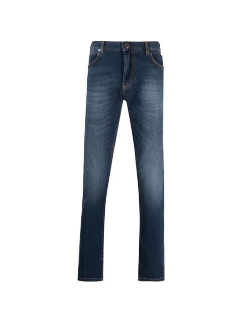 mid-rise straight-leg jeans